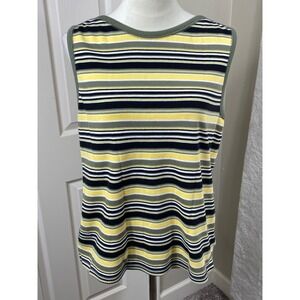 Bobbie Brooks Women's Striped Tank Top Sleeveless Casual Comfy Top‎ Large Retro